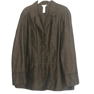 Blazer para mujer Jill mezcla de lino grande pizarra marrón brillo costuras expuestas Foto 1 de 4