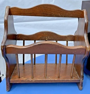 Vintage Solid Wood Magazine Rack Holder 16” Wide x 16 1/2” High x 9” Deep - Picture 1 of 4