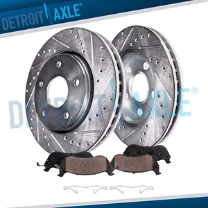 Front Drilled Slotted Disc Rotors Ceramic Brake Pads for 2004 - 2012 Mazda 3 5 - Picture 1 of 7