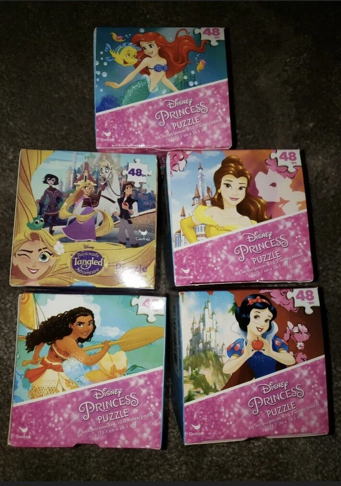 Disney Princess (Ariel, Snow White, Belle, Merida, Mulan) 48 Piece Puzzles New,  - Image 1 of 1