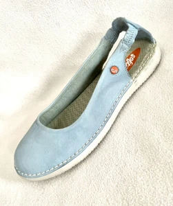 Fly London Softinos Ballet Flats Sky Blue Leather Comfort sz 37 - Picture 1 of 6