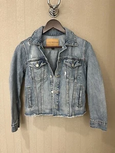 Lucky Brand Denim Jacket Womens Small Petite SP Distressed - Picture 1 of 8