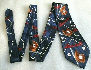 Fratello Hand Made Novelty Navy Blue Baseball Glove Bat Tie - Picture 1 of 9