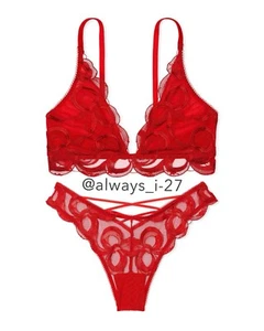 Victoria's Secret "Legato con Fiocco" Bralette e Panty Set Lingerie San Valentino Nuovo con etichette - Foto 1 di 9