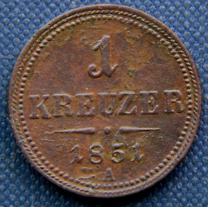 Österreich 1 Kreuzer 1851, sehr guter Zustand