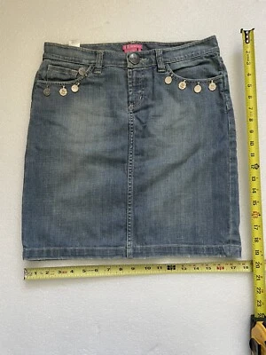 Falda BCBG Niñas Mujeres Azul Desteñido Azul Denim Medallones/Monedas Talla: 6 Foto 1 de 4