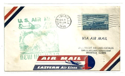 U.S. Air Mail First Flight Cover - Eastern Air Line New Iberia LA August 3, 1948 - Image 1 of 2