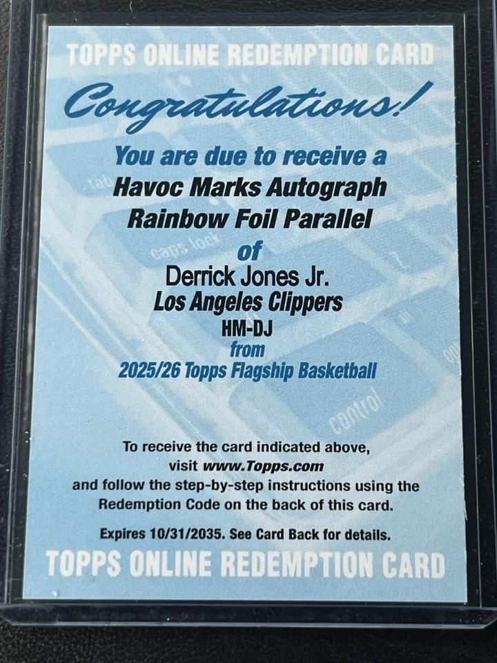 2025-26 Topps Basketball Derrick Jones Jr. Auto Havoc Marks Autograph Rainbow - Image 1 of 1