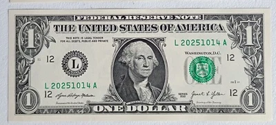 Oct, 14, 2025 Birthday/Anniversary Note L20251014A Fancy Serial Number $1 Bill - Image 1 of 2