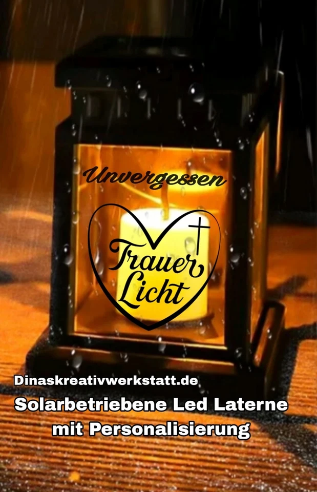 Laterne LED Erinnerungs solar Lampe Trauer  Grab Deko  - Bild 1 von 1