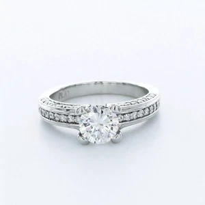 Solid 14K Gold Side Stone Engagement Ring 2.17 CT Round Lab-Grown Diamond H VS1 - Picture 1 of 12