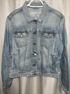 Women’s Size Large Jacket, Gap 1969, RN54023, Denim, Stone Washed, Trucker - Picture 1 of 11