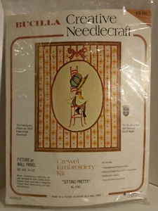 Vintage Bucilla sitzend hübsch #1549 Crewel Stickpackung Bild oder Wandbehang - Bild 1 von 8