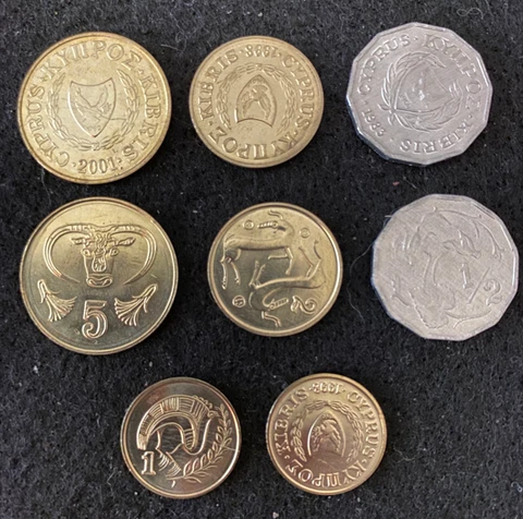 Cyprus 4 Coins Set 1/2, 1, 2, 5 Cents UNC World Coins Cover