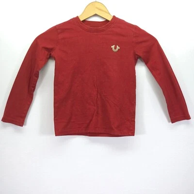 True Religion Niños Camiseta Niños 6 Rojo Dorado Herradura Logo Manga Larga Cuello Redondo Foto 1 de 4