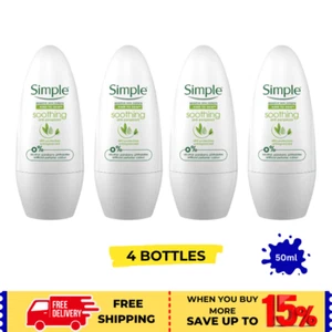 4 X Desodorante Antitranspirante Calmante Simple Roll-On para Piel Sensible - 50 ml - Imagen 1 de 11