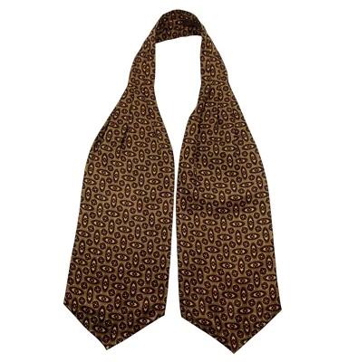 BRIONI Men's 100% Silk Ascot Cravat LUXURY Brown Geometric EUC - Image 1 of 3
