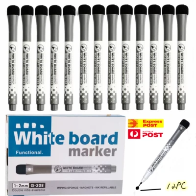 12PC Magnetic Dry Wipe Pen,Whiteboard Pens with Eraser,Low Odor Dry Erase Marker - image 1 of 4