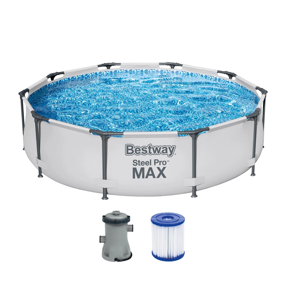 Bestway® Steel Pro MAX™ Frame Pool Set mit Filterpumpe Ø 305 x 76 cm, lichtgrau - Bild 1 von 1