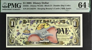 Dólar Disney Dumbo 2005 $1 (con código de barras) PMG 64 EPQ (DIS95) D1156270 - Imagen 1 de 2