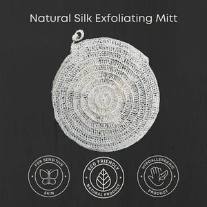 Natürliches & handgefertigtes Seidenpeeling Körperhandschuh, umweltfreundliches kompostierbares Peeling - Bild 1 von 10
