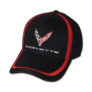Sombrero de algodón C8 Corvette acento negro y rojo - Imagen 1 de 2