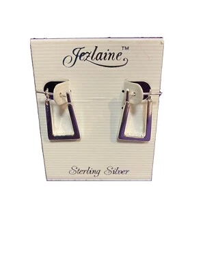 Pendientes de aro cuadrados Jezlaine de plata de ley 925 maciza Foto 1 de 4