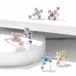 CZ Cross 316L Surgical Steel Nose Bone Stud Rings 20G - Picture 1 of 15