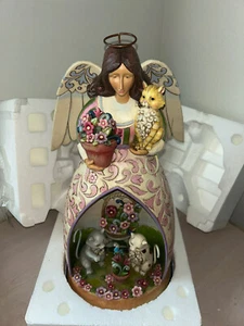 Jim Shore Heartwood Creek Garden Angel With Cats 4011483 Solar Powered Large 20” - Picture 1 of 17