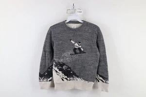 Vintage Gap Boys Medium All Over Print Snowboard Mountain Knit Crewneck Sweater - Picture 1 of 14