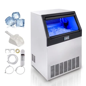Commercial Ice Maker Machine 265lbs/24H Ice Cube Machine 80lbs Storage Bin - Picture 1 of 8