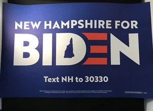 Cartel cartel cartel de campaña del presidente Joe Biden vicepresidente senador 2020 New Hampshire - Imagen 1 de 1