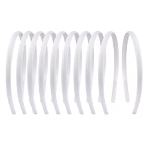 20 PCS 1 CM White Plain Satin Headbands Fabric Hard Head Bands Solid Color - Picture 1 of 7