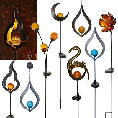 Metall Design LED Gartenstab Glas-Kugel Solar Leuchte Gartenleuchte Hängelampe - Bild 1 von 3