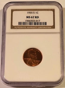 NGC 1955 S Lincoln Wheat Cent MS67 RED (C) - Picture 1 of 4