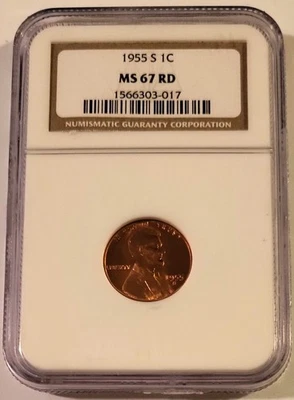 NGC 1955 S Lincoln Wheat Cent MS67 RED (C) - Image 1 of 4