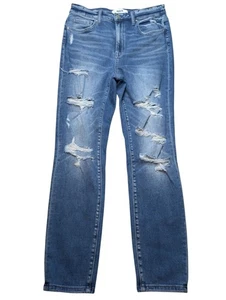 Mica Jeans Damen Größe 30 Distressed Curvy Crop Tapered Dark Wash High Rise  - Bild 1 von 6