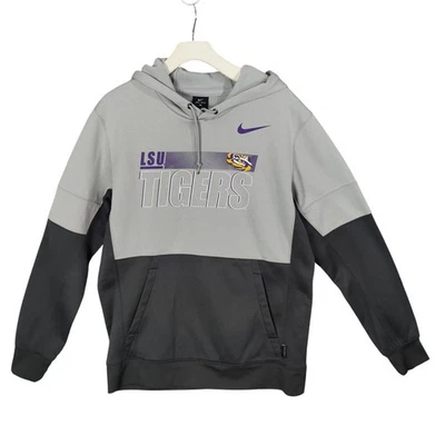 Nike LSU Tigers Hoodie Dri-Fit Gray Purple Pullover Collegiate NCAA Women Medium - Image 1 of 4