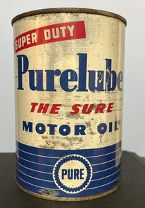 Vintage Purelube Motor Oil 1 Quart Can SAE 30 PURE Gas Station Super Duty, Empty - Picture 1 of 9