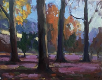 PDQ Artista Original Pintura al Óleo Paisaje Árboles Realismo Impresionista Obra de Arte Foto 1 de 4