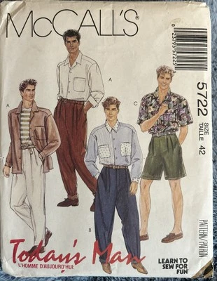5722 McCalls Men's Shirt And Pants Or Shorts Sewing Pattern Size 42 Uncut FF - Image 1 of 2