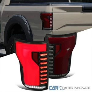 Black/Smoke Fits 2015-2017 Ford F150 LED Tail Lights Sequential Signal+Red Tube - Picture 1 of 12