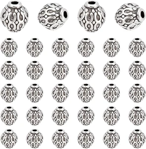 200 piezas cuentas espaciadoras estilo tibetano 6 mm redondas aleación plata antiguas cuentas metal spa - Imagen 1 de 12