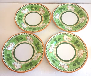 4 Platos Nuova Vietri 8.25" Almohadilla de Lirio Rana Verde Hecho en Italia - Imagen 1 de 6