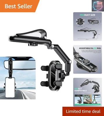 360° Rotatable Sun Visor Phone Holder for Safe Driving - Black, Foldable Design - Image 1 of 4