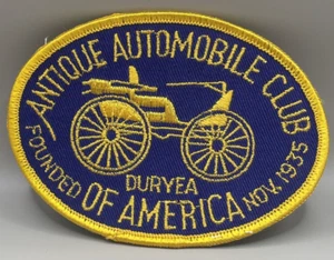Antica toppa vintage Automobile Club Of America Duryea cucita 4 1/4" - Foto 1 di 2