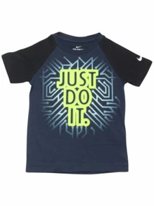 Nike Little Boy's Raglan T-Shirt Glow In The Dark Crew Neck Deep Ocean - Picture 1 of 10