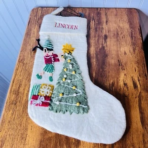 LINCOLN West Elm Kinder Elfenbaum Geschenk gefilzt Weihnachtsstrumpf Neu ohne Etikett - Bild 1 von 7