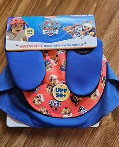 Toddler One Size Paw Patrol Swim Set W/Sun Hat & Stretch Swim Socks-NEW - Picture 1 of 5