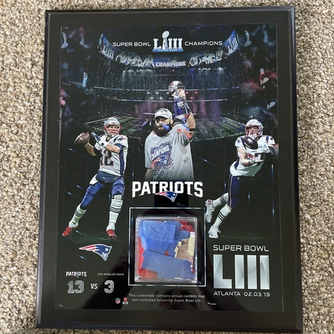 New England Patriots 12x15 Super Bowl LIII Champs Plaque w/ authentic confetti Cover